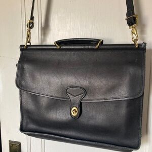 Vintage Jack Georges’ Soft Black Leather Briefcase Bag 16” x 12”